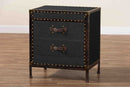 Lorand Black Canvas 2-Drawer End Table Trunk Baxton