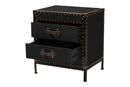 Lorand Black Canvas 2-Drawer End Table Trunk Baxton