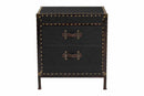 Lorand Black Canvas 2-Drawer End Table Trunk Baxton