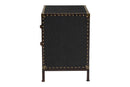 Lorand Black Canvas 2-Drawer End Table Trunk Baxton