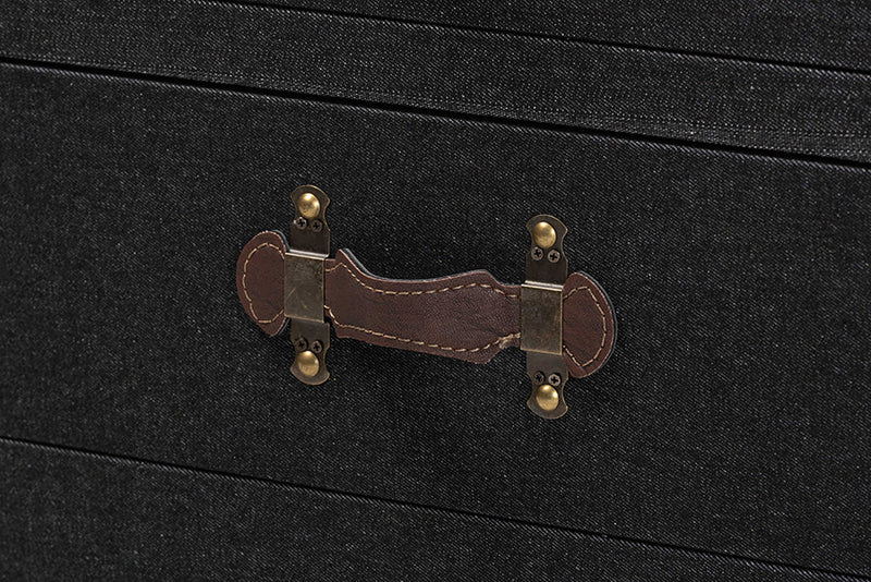 Lorand Black Canvas 2-Drawer End Table Trunk Baxton