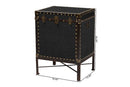 Lorand Black Canvas Lift-Top Trunk End Table Baxton