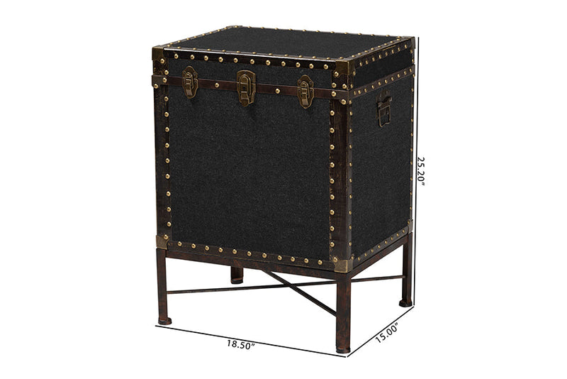 Lorand Black Canvas Lift-Top Trunk End Table Baxton