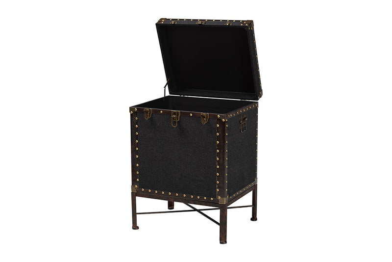 Lorand Black Canvas Lift-Top Trunk End Table Baxton