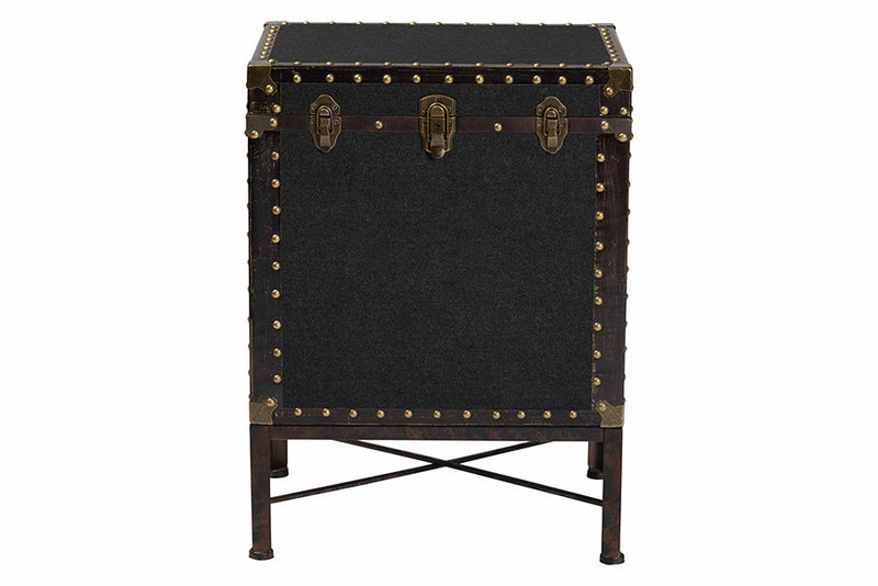 Lorand Black Canvas Lift-Top Trunk End Table Baxton