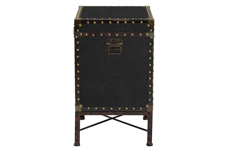 Lorand Black Canvas Lift-Top Trunk End Table Baxton