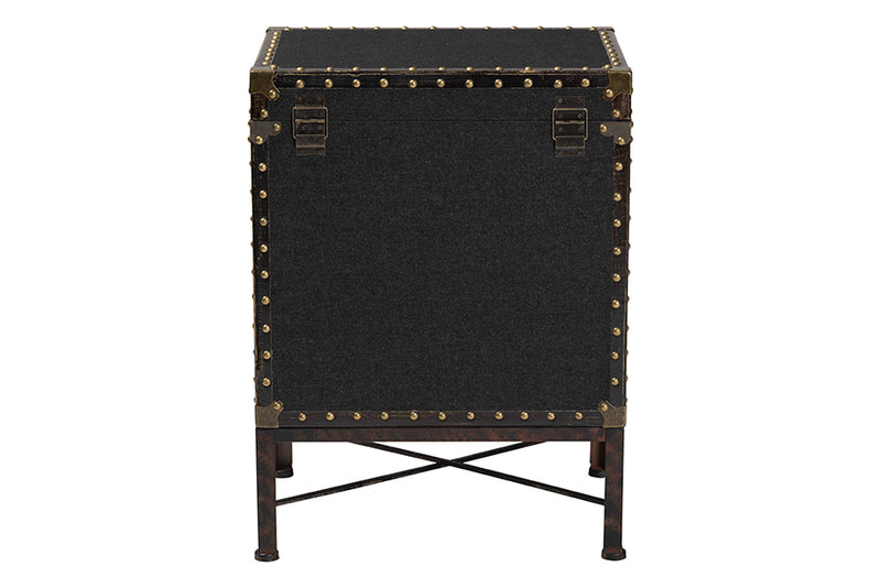 Lorand Vintage Black Canvas Lift-Top Trunk End Table