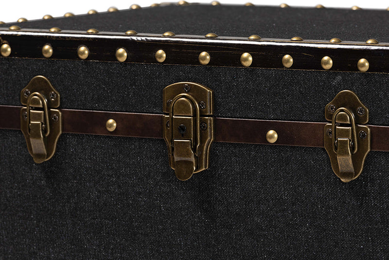 Lorand Black Canvas Lift-Top Trunk End Table Baxton