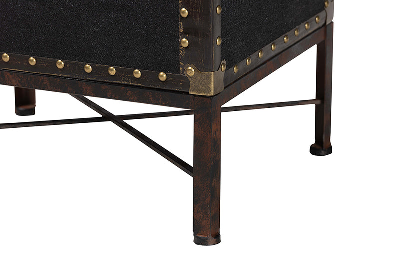 Lorand Vintage Black Canvas Lift-Top Trunk End Table