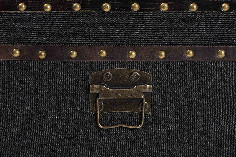 Lorand Black Canvas Lift-Top Trunk End Table Baxton