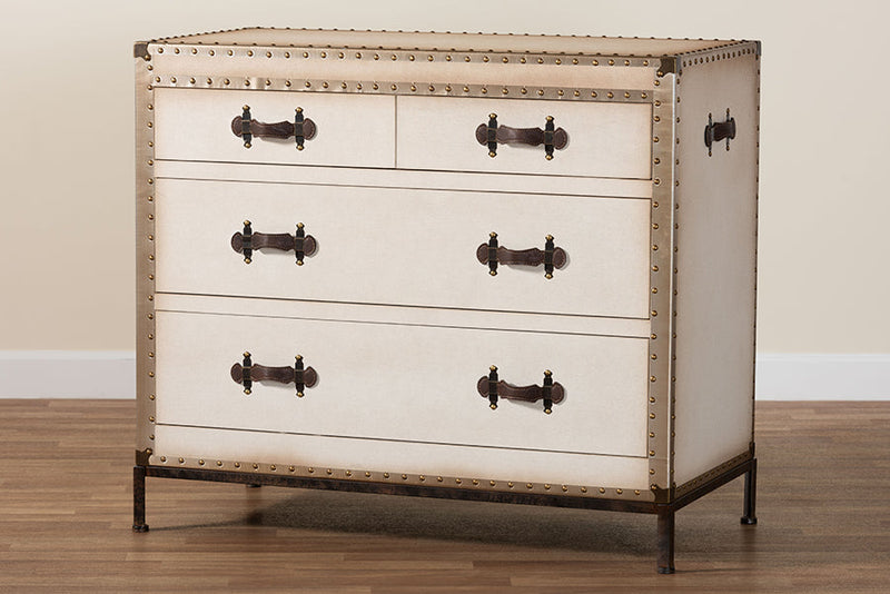 Iver White Canvas 4-Drawer Storage Cabinet Baxton