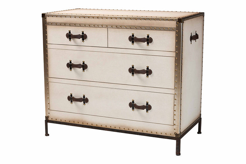 Iver White Canvas 4-Drawer Storage Cabinet Baxton