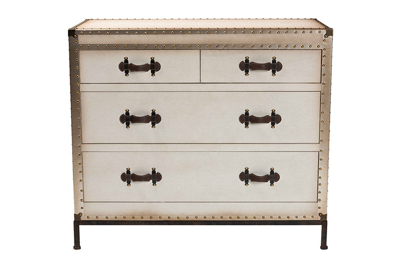Iver White Canvas 4-Drawer Storage Cabinet Baxton