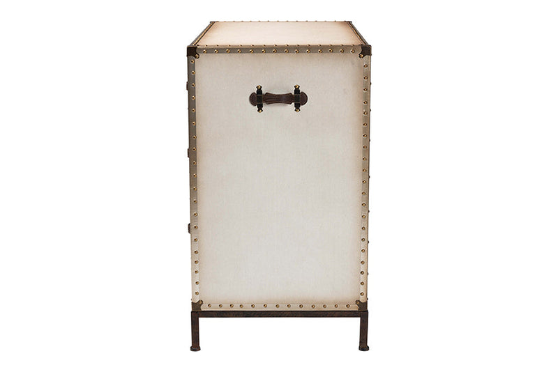 Iver White Canvas 4-Drawer Storage Cabinet Baxton
