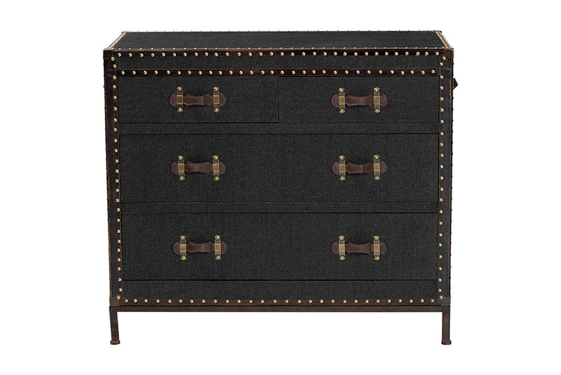 Iver Black Canvas 4-Drawer Storage Cabinet Baxton