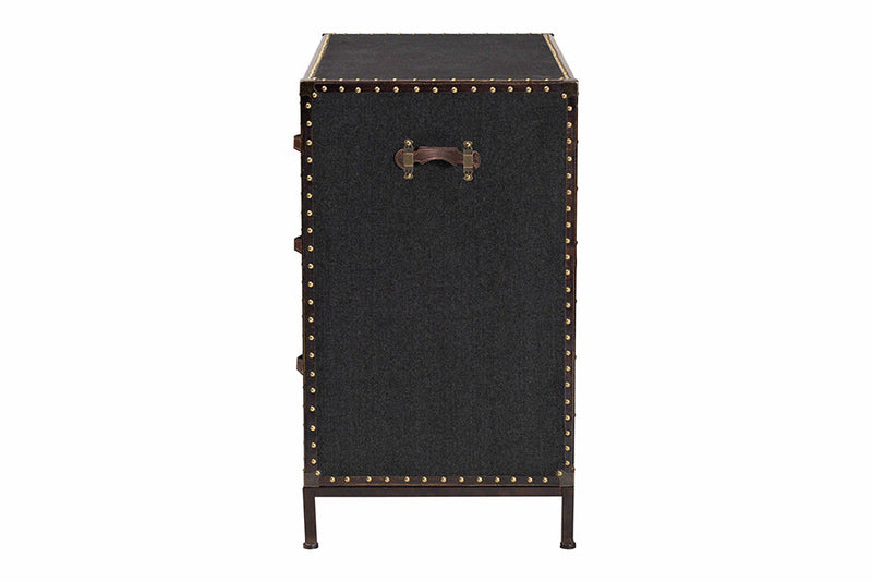 Iver Black Canvas 4-Drawer Storage Cabinet Baxton