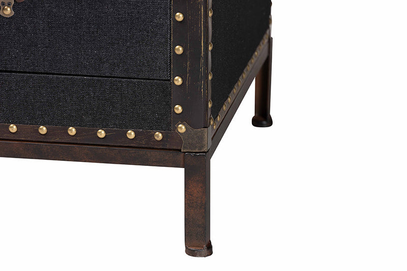 Iver Black Canvas 4-Drawer Storage Cabinet Baxton