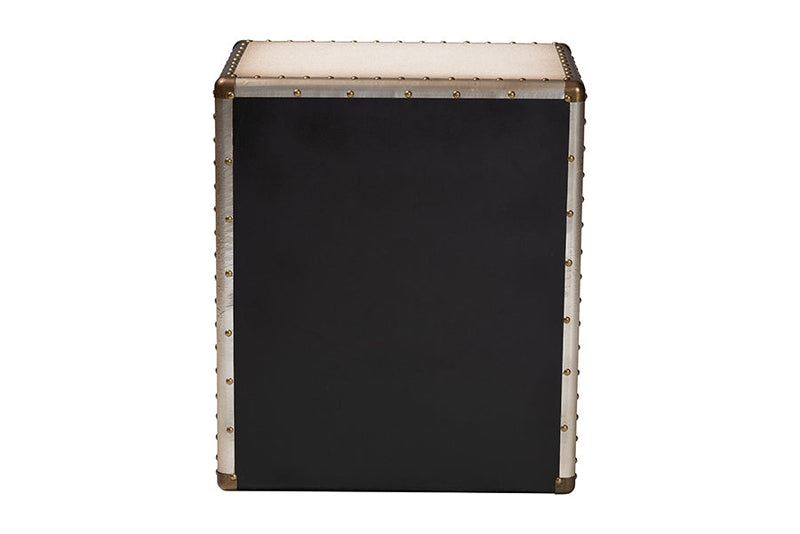 Roze White Canvas 3-Drawer End Table Baxton
