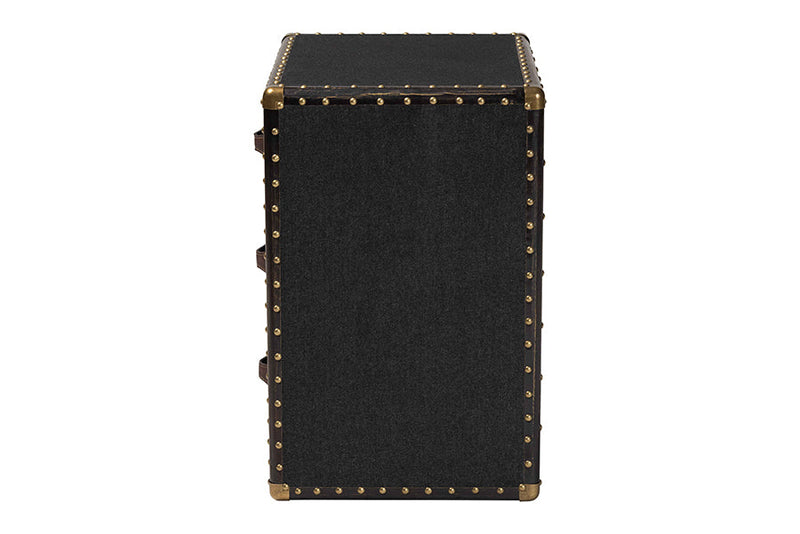 Roze Black Canvas 3-Drawer End Table Baxton