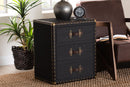 Roze Black Canvas 3-Drawer End Table Baxton