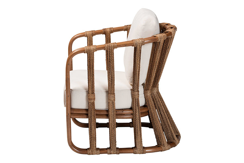 Nurten Bohemian Natural Rattan and Seagrass Arm Chair Baxton