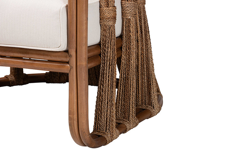 Nurten Bohemian Natural Rattan and Seagrass Arm Chair Baxton