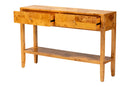 Lina Natural Light Mappa Burl Wood 2-Drawer Console Table Baxton