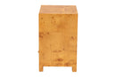 Ammi Natural Light Mappa Burl Wood 1-Drawer Nightstand Baxton