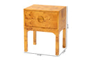 Lanica Natural Light Mappa Burl Wood 2-Drawer Nightstand Baxton