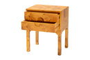 Lanica Natural Light Mappa Burl Wood 2-Drawer Nightstand Baxton