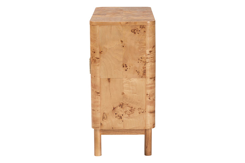 Raina Natural Mappa Burl Wood Storage Cabinet Baxton