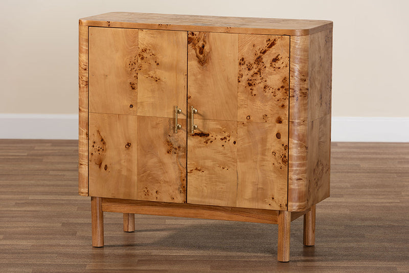 Raina Natural Mappa Burl Wood Storage Cabinet Baxton