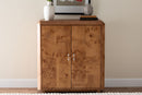 Rebecca Natural Mappa Burl Wood 2-Door Console Cabinet Baxton