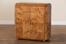 Rebecca Natural Mappa Burl Wood 2-Door Console Cabinet Baxton