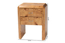 Modern Natural Mappa Burl Wood Nightstand Baxton