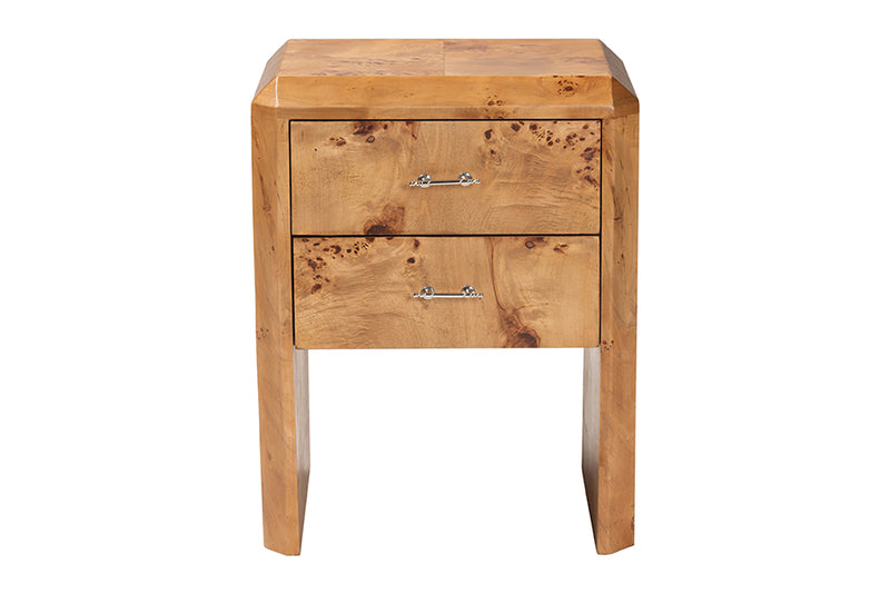 Modern Modern and Contemporary Natural Mappa Burl Wood Nightstand