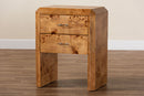 Modern Natural Mappa Burl Wood Nightstand Baxton