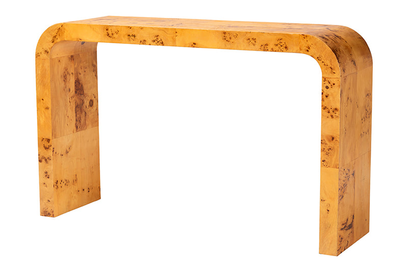 Willis Modern and Contemporary Natural Light Mappa Burl Wood Console Table