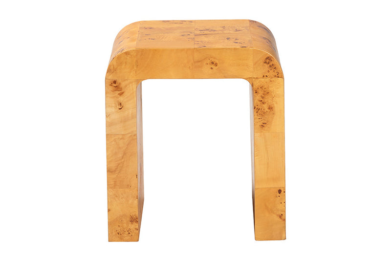 Willis Natural Light Mappa Burl Wood End Table Baxton