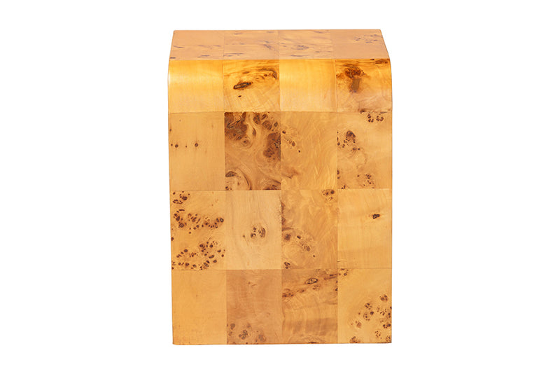 Willis Modern and Contemporary Natural Light Mappa Burl Wood End Table