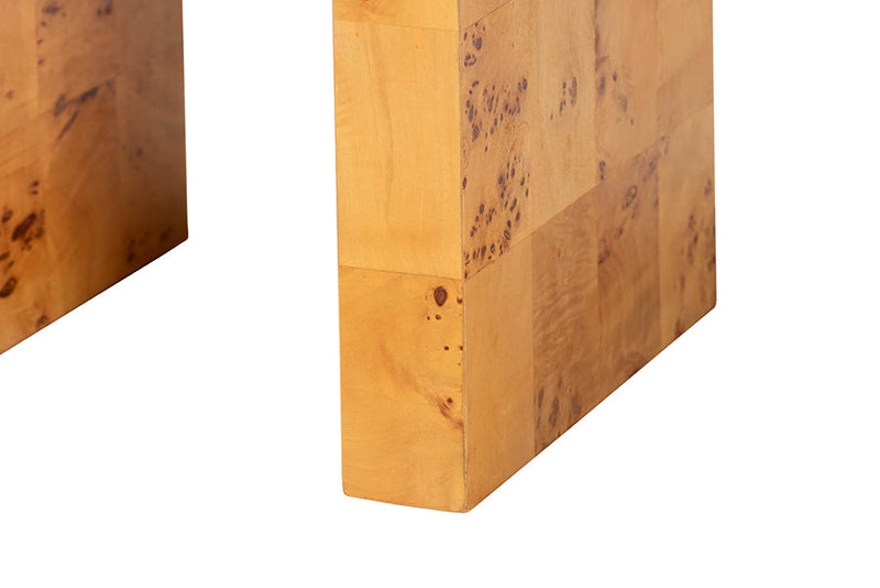 Willis Natural Light Mappa Burl Wood End Table Baxton