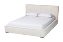 Mamba Modern Cream Boucle Queen Platform Bed w/Border Piping Baxton