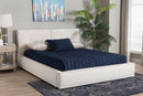Mamba Modern Cream Boucle Queen Platform Bed w/Border Piping Baxton