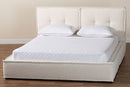 Mamba Modern Cream Boucle Queen Platform Bed w/Border Piping Baxton