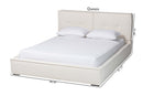 Mamba Modern Cream Boucle Queen Platform Bed w/Border Piping Baxton