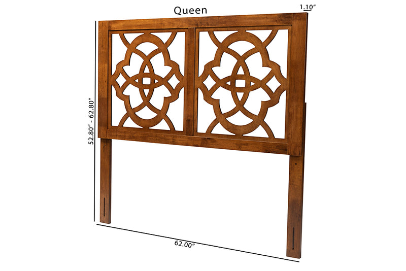 Terence Modern Walnut Brown Finished Wood Queen Size Headboard