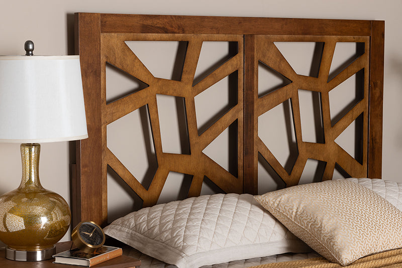 Raflesia Modern Walnut Brown Finished Wood Queen Size Headboard