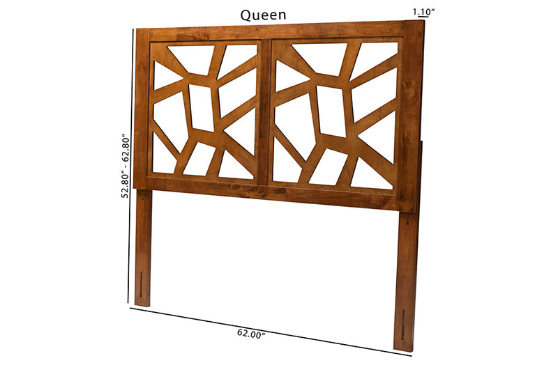 Raflesia Modern Walnut Brown Finished Wood Queen Size Headboard