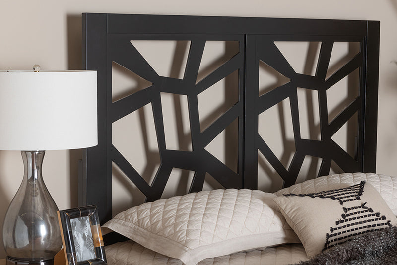 Raflesia Modern Dark Brown Finished Wood Queen Size Headboard