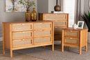 Kaori Golden Brown Wood Japandi 3-Piece Storage Set w/Distressed-Finished Rattan Baxton